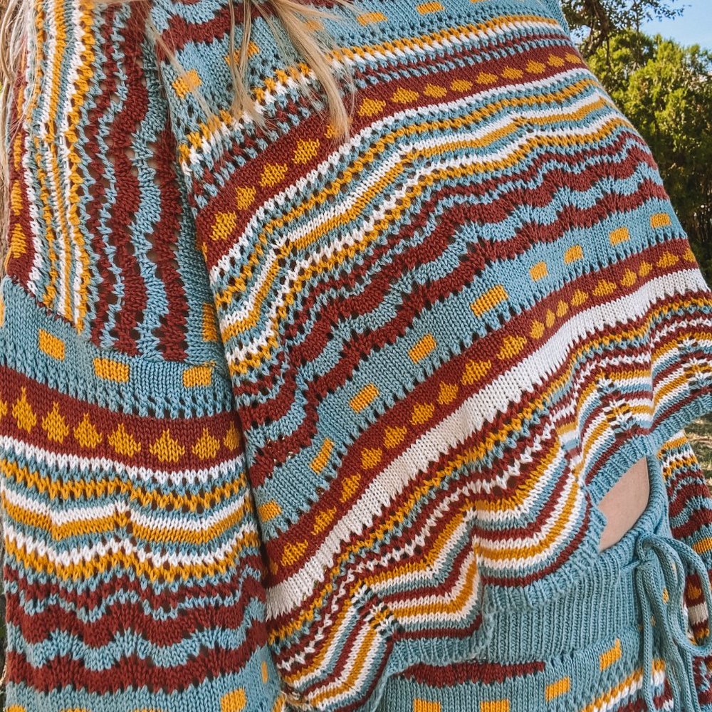 Striped Crochet Sweater & Sweater Shorts 2 Piece Set - Picture 3 of 5